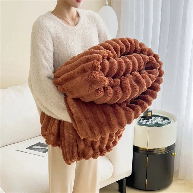 Throw Blanket Luxury Rabbit Plush 71 x 79 in