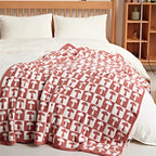 Throw Blanket Microfiber Checkerboard Jacquard & Anti-Pilling