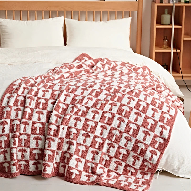 Throw Blanket Microfiber Checkerboard Jacquard & Anti-Pilling