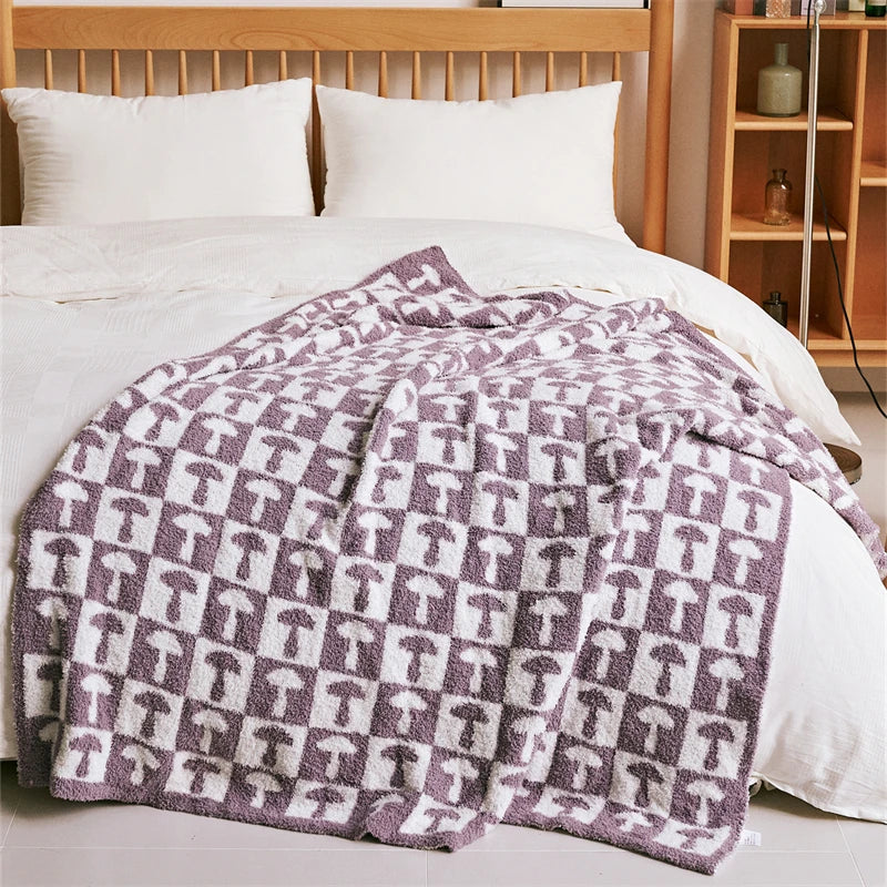 Throw Blanket Microfiber Checkerboard Jacquard & Anti-Pilling
