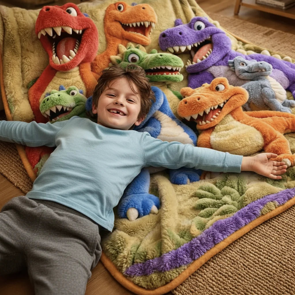 Throw Blanket Oversized Soft 3D Dinosaur Print