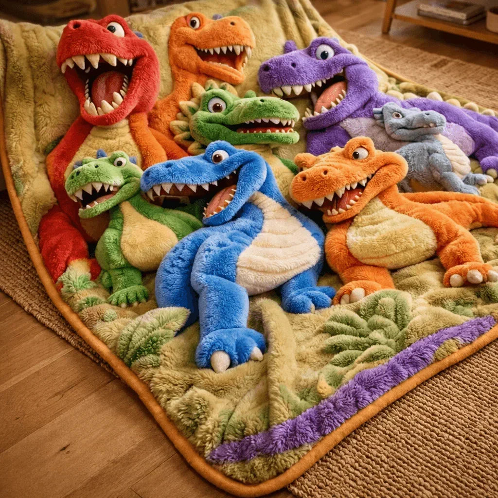 Throw Blanket Oversized Soft 3D Dinosaur Print