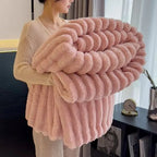 Throw Blanket Plush Faux Rabbit Fur Hypoallergenic Machine Washable