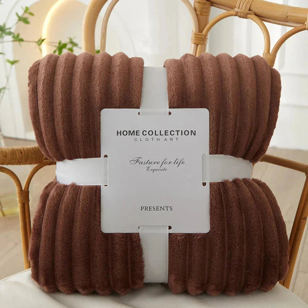 Throw Blanket Plush Flannel Fleece Wide Stripes