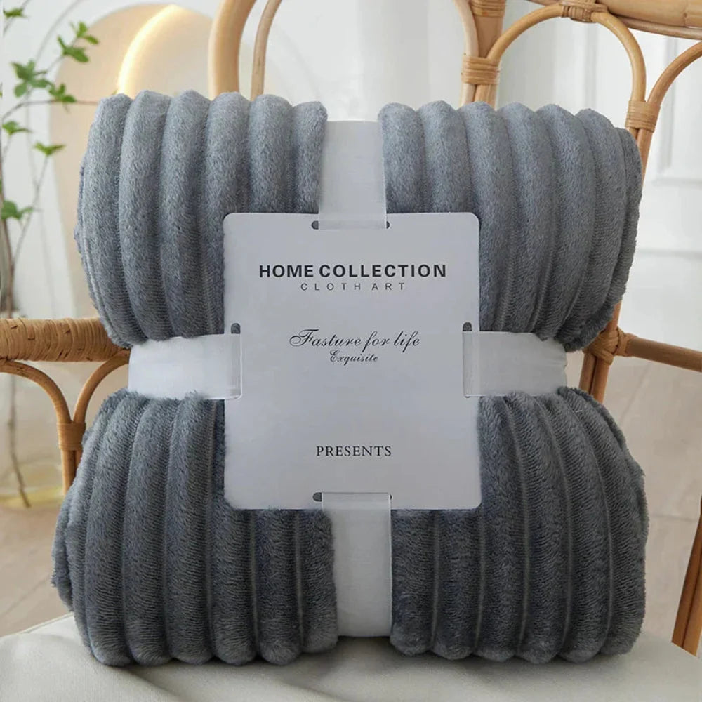 Throw Blanket Plush Flannel Fleece Wide Stripes