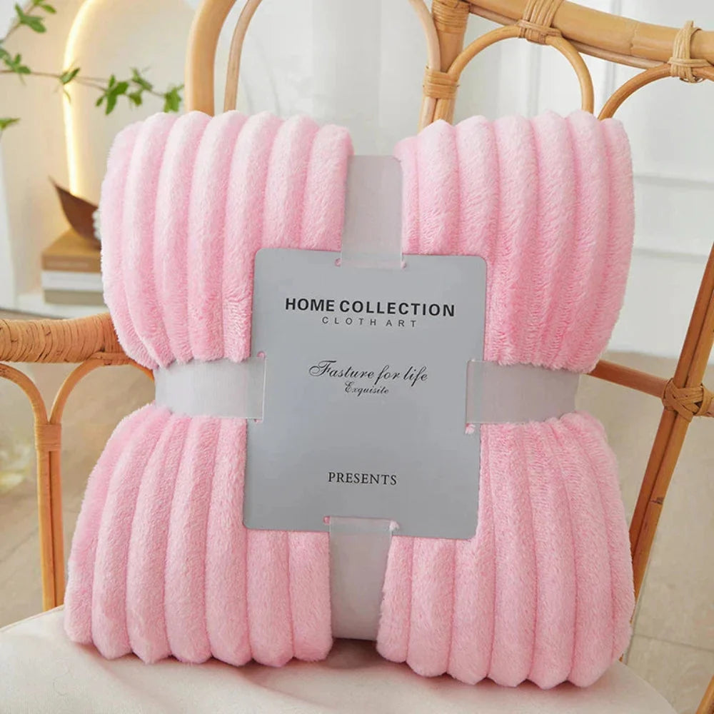 Throw Blanket Plush Flannel Fleece Wide Stripes