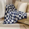 Throw Blanket Plush Velvet Checkered Machine Washable