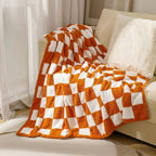 Throw Blanket Plush Velvet Checkered Machine Washable