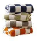 Throw Blanket Plush Velvet Checkered Machine Washable