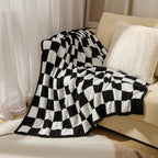 Throw Blanket Plush Velvet Checkered Machine Washable