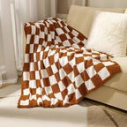 Throw Blanket Plush Velvet Checkered Machine Washable