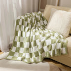 Throw Blanket Plush Velvet Checkered Machine Washable