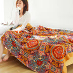 Throw Blanket Reversible Cooling Cotton & Moisture-Wicking