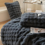 Throw Blanket Reversible Faux Fur & Fleece Year-Round Warmth