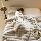 Throw Blanket Reversible Faux Fur & Fleece Year-Round Warmth