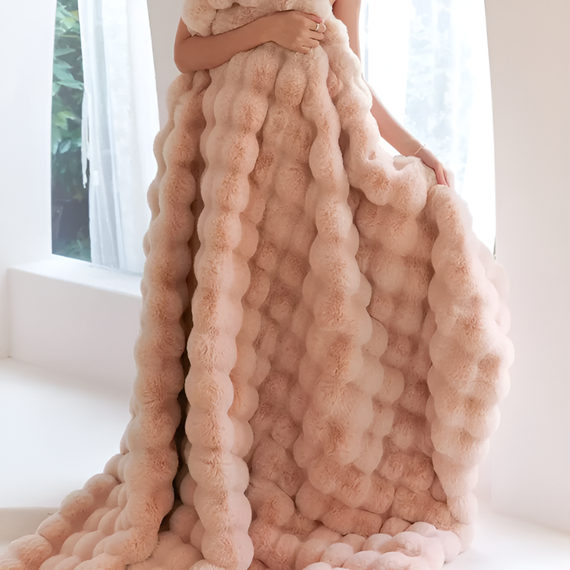 Throw Blanket Reversible Faux Fur & Fleece Year-Round Warmth