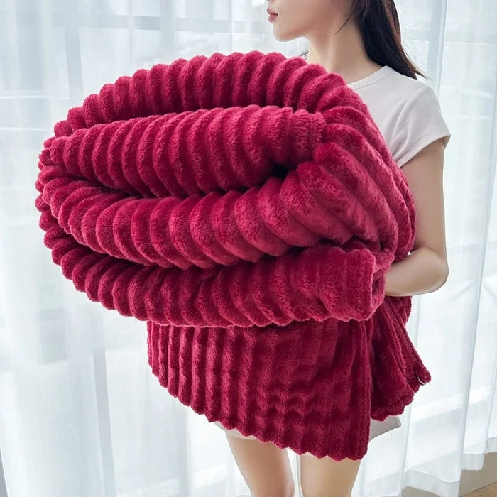 Throw Blanket Reversible Knit & Flannel 100 Percent Polyester