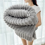 Throw Blanket Reversible Knit & Flannel 100 Percent Polyester
