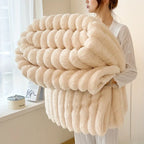 Throw Blanket Reversible Knit & Flannel 100 Percent Polyester