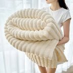 Throw Blanket Reversible Knit & Flannel 100 Percent Polyester