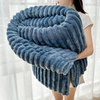 Throw Blanket Reversible Knit & Flannel 100 Percent Polyester