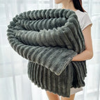 Throw Blanket Reversible Knit & Flannel 100 Percent Polyester