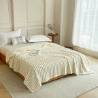 Throw Blanket Reversible Knit & Flannel 100 Percent Polyester