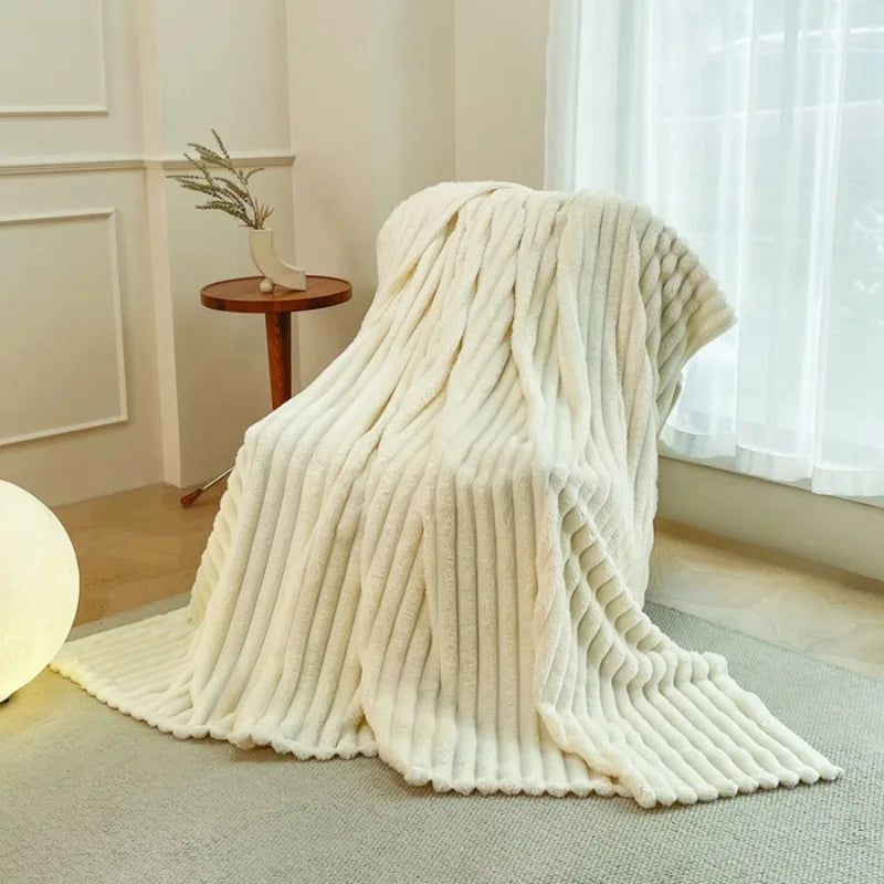 Throw Blanket Reversible Knit & Flannel 100 Percent Polyester