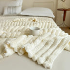 Throw Blanket Reversible Knit & Flannel 100 Percent Polyester