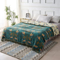Throw Blanket Reversible Nordic Bird Pattern Woven & Machine Washable