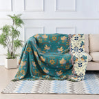 Throw Blanket Reversible Nordic Bird Pattern Woven & Machine Washable