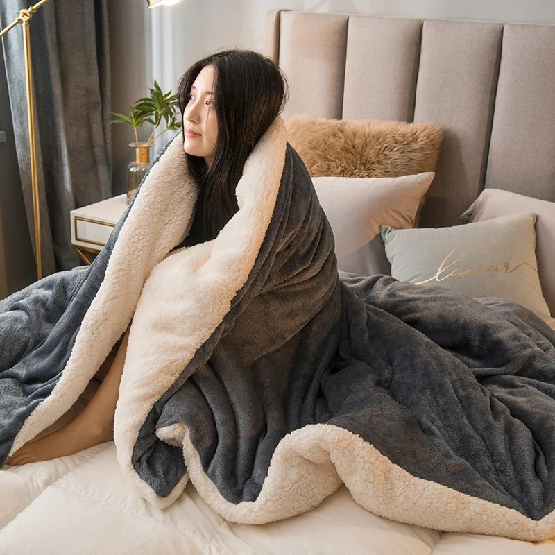 Throw Blanket Reversible Plaid Flannel & Fleece