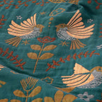 Throw Blanket Reversible Scandinavian Bird 100% Cotton Machine Washable