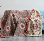 Throw Blanket Reversible Scandinavian Bird 100% Cotton Machine Washable