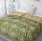 Throw Blanket Reversible Scandinavian Bird 100% Cotton Machine Washable