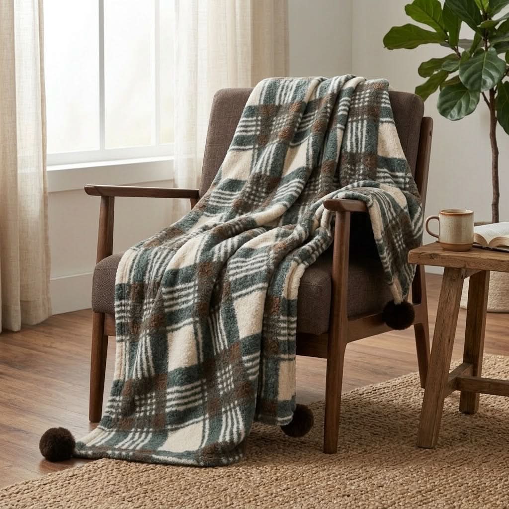 Throw Blanket Soft Fleece & Nordic Plaid