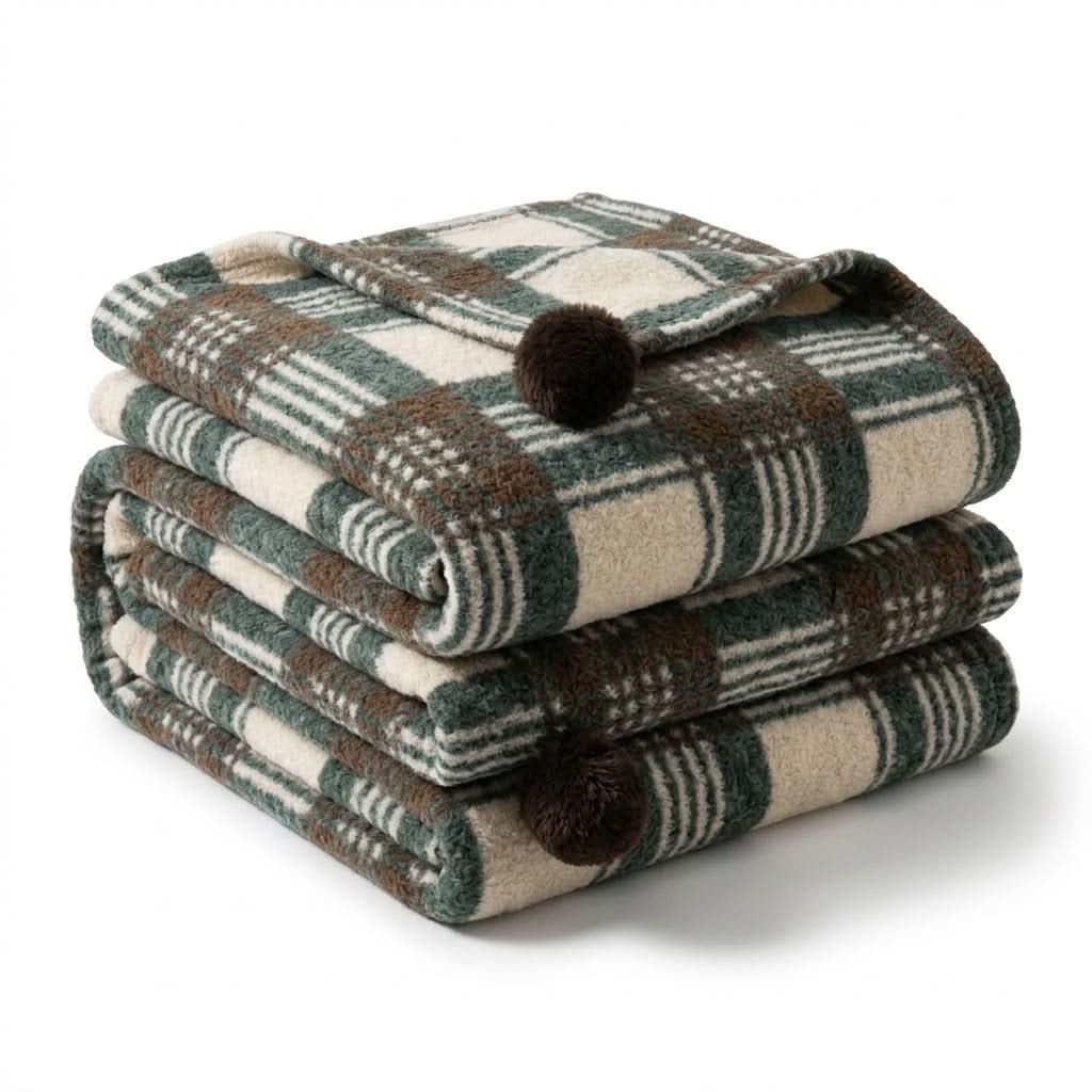 Throw Blanket Soft Fleece & Nordic Plaid