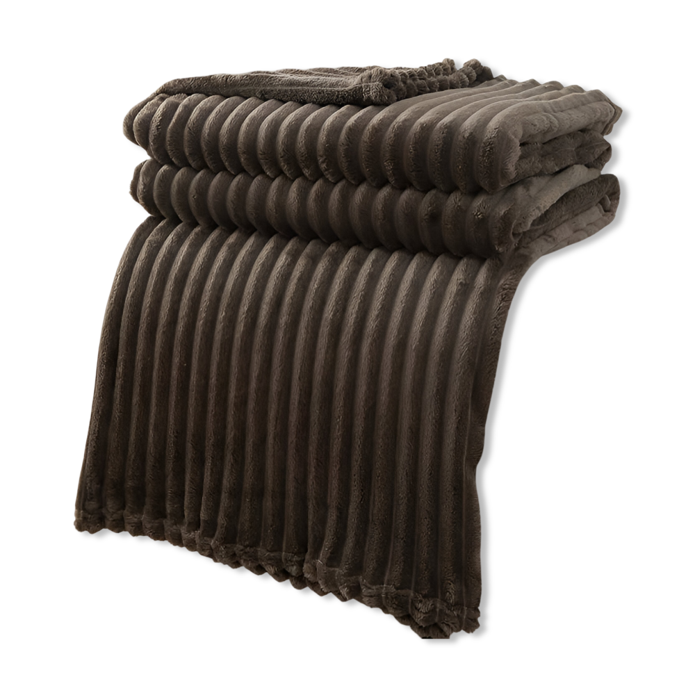 Throw Blanket Soft Ribbed Fleece All-Season Machine-Washable