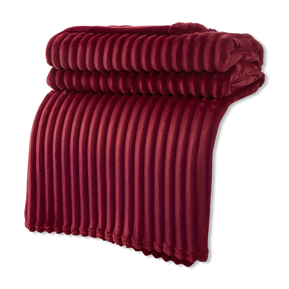 Throw Blanket Soft Ribbed Fleece All-Season Machine-Washable