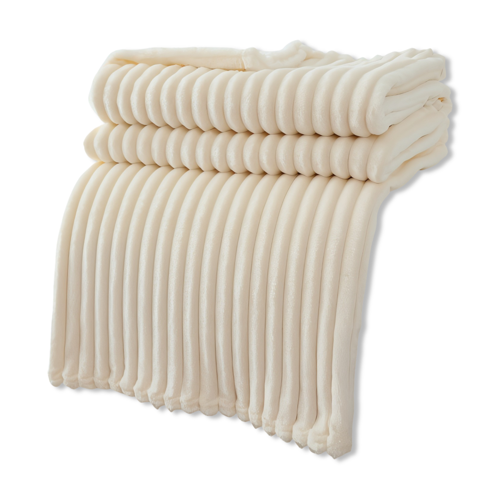 Throw Blanket Soft Ribbed Fleece All-Season Machine-Washable