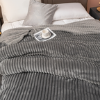 Throw Blanket Soft Ribbed Fleece All-Season Machine-Washable