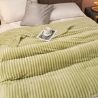 Throw Blanket Soft Ribbed Fleece All-Season Machine-Washable