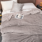 Throw Blanket Soft Ribbed Fleece All-Season Machine-Washable