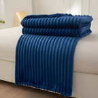 Throw Blanket Soft Ribbed Fleece All-Season Machine-Washable