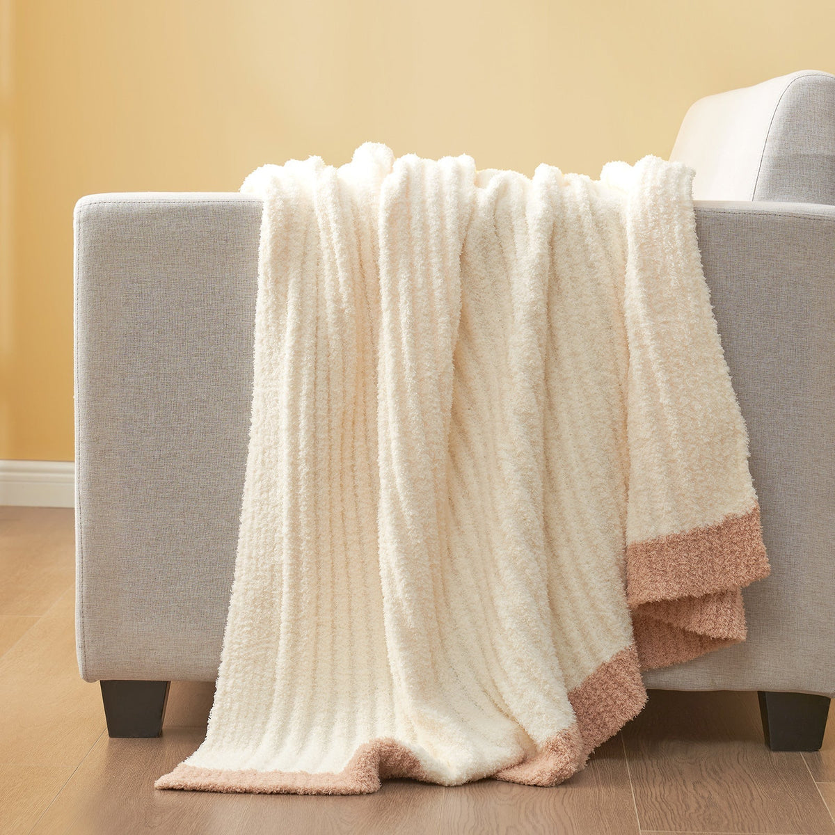 Throw Blanket Soft Ribbed Knit Lightweight & Machine Washable