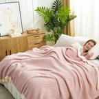 Throw Blanket Soft Ribbed Knit Lightweight & Machine Washable