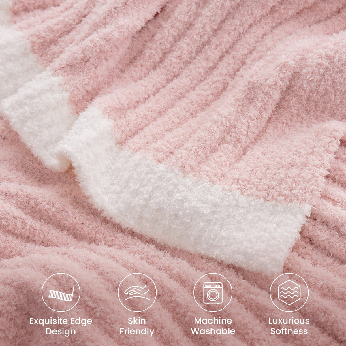 Throw Blanket Soft Ribbed Knit Lightweight & Machine Washable