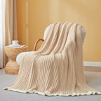 Throw Blanket Soft Ribbed Knit Lightweight & Machine Washable