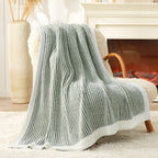 Throw Blanket Soft Ribbed Knit Lightweight & Machine Washable