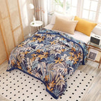 Throw Blanket Tropical Palm Jacquard Plush Microfiber Machine Washable